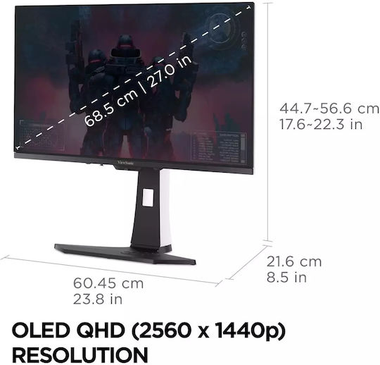Viewsonic XG272-2K-OLED OLED HDR Gaming Monitor 27" QHD 2560x1440 240Hz with Response Time 0.02ms GTG view 6