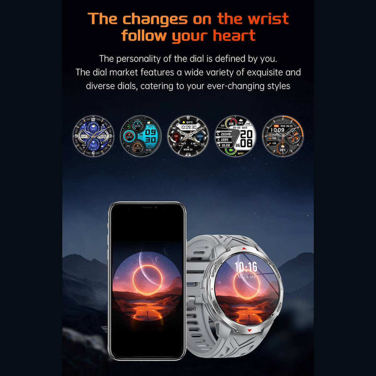 Microwear KT88 Smartwatch with Heart Rate Monitor (Grey Silicone) view 8