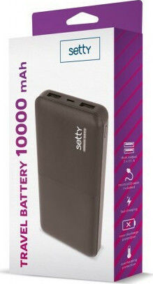 Setty SPB10B Power Bank 10000mAh with 2 USB-A Ports Black view 2