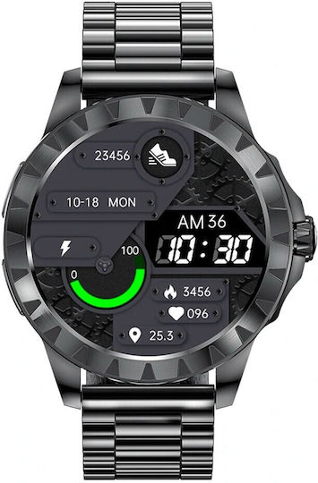 Lemfo Watch Battery with Black Metal Bracelet view 2
