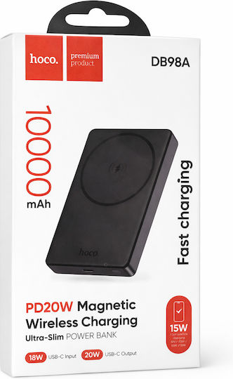 Hoco DB98A MagSafe Power Bank 10000mAh 20W with USB-A Port and USB-C Port Black view 1