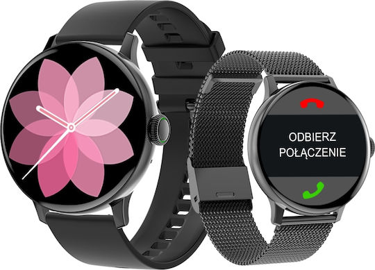 Giewont GW330 45mm Smartwatch with Heart Rate Monitor (Black Shine/Black Effect)