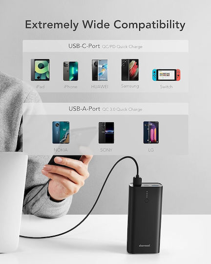 Charmast C1146L Power Bank 10000mAh 20W with 2 USB-A Ports and USB-C Port Black view 7