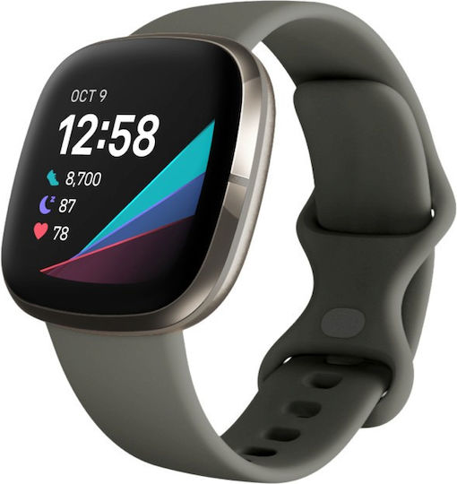 Fitbit Sense Aluminium 40mm Waterproof Smartwatch with Heart Rate Monitor (Sage Grey/Silver) view 5
