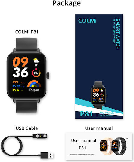 Colmi P81 Smartwatch with Heart Rate Monitor (Black) view 5