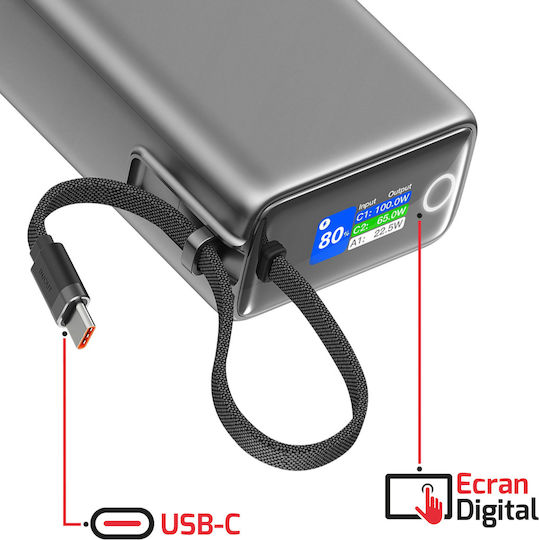 Swissten Power Bank 25000mAh 100W Gray view 3