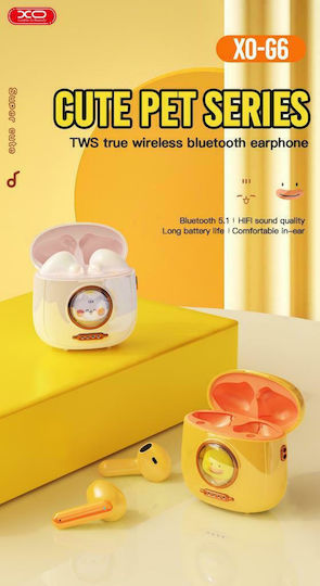 XO G6 In-ear Bluetooth Handsfree Earphones with Charging Case Yellow view 3