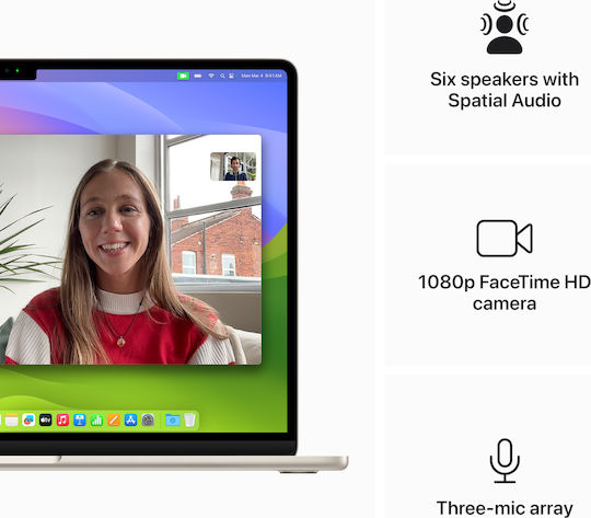 Apple MacBook Air 15" (2024) 15.3" Retina Display (M3-8-core/8GB/256GB SSD) Starlight (International English Keyboard) view 6