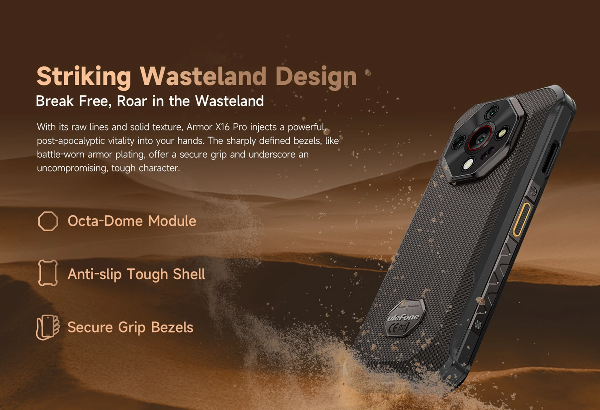 Ulefone Armor X16 Pro 5G Dual SIM (8GB/256GB) Resistant Smartphone Wasteland Shadow view 4
