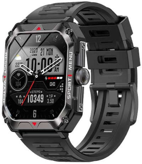 Lamtech LAM113485 47mm Smartwatch with Heart Rate Monitor (Black)