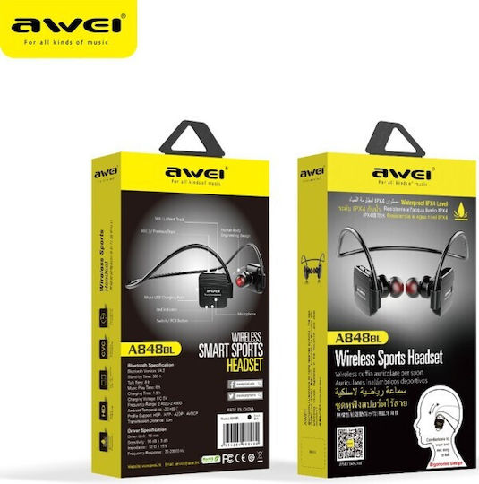 Awei A848BL In-ear Bluetooth Handsfree Earphones with Sweat Resistance Black view 1