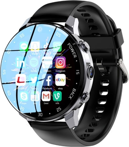 A3 1.43 Inch Ip67 Waterproof 4g Android 8.1 Smart Watch Support Face Recognition Gps Specification:4g+64g Black view 1