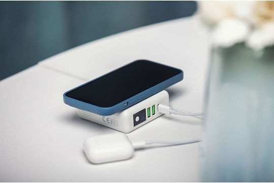 Forcell Multifunction 4in1 Wireless Power Bank 8000mAh 15W with 2 USB-A Ports and USB-C Port White view 7