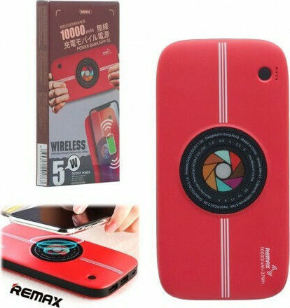 Remax RPP-91 Power Bank 10000mAh with 2 USB-A Ports Red vue 2