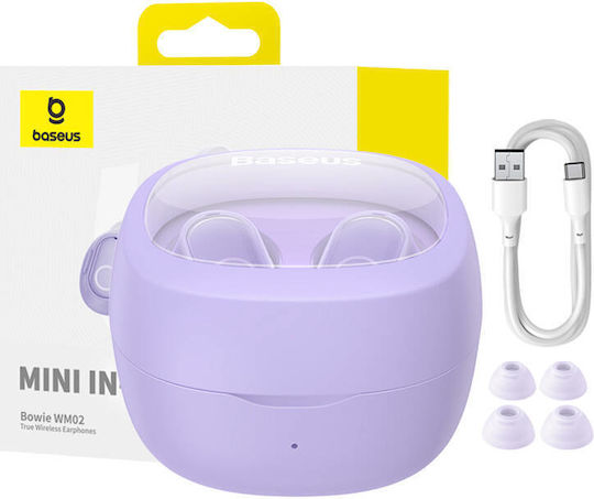 Baseus Bowie Wm02 Tws In-ear Bluetooth Handsfree Earphones with Charging Case Purple