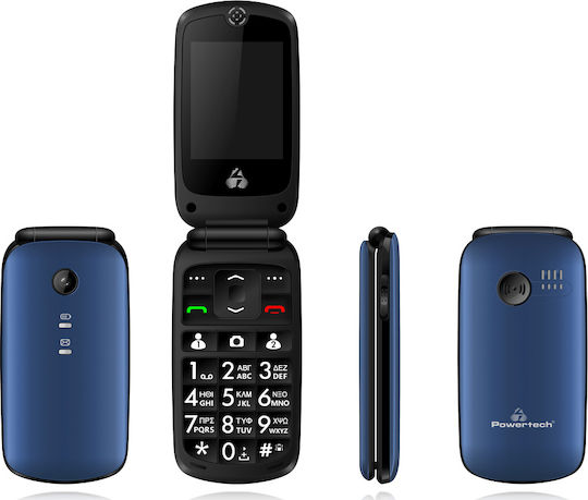Powertech Sentry IV Dual SIM Mobile with Large Buttons (Greek Menu) Blue view 2