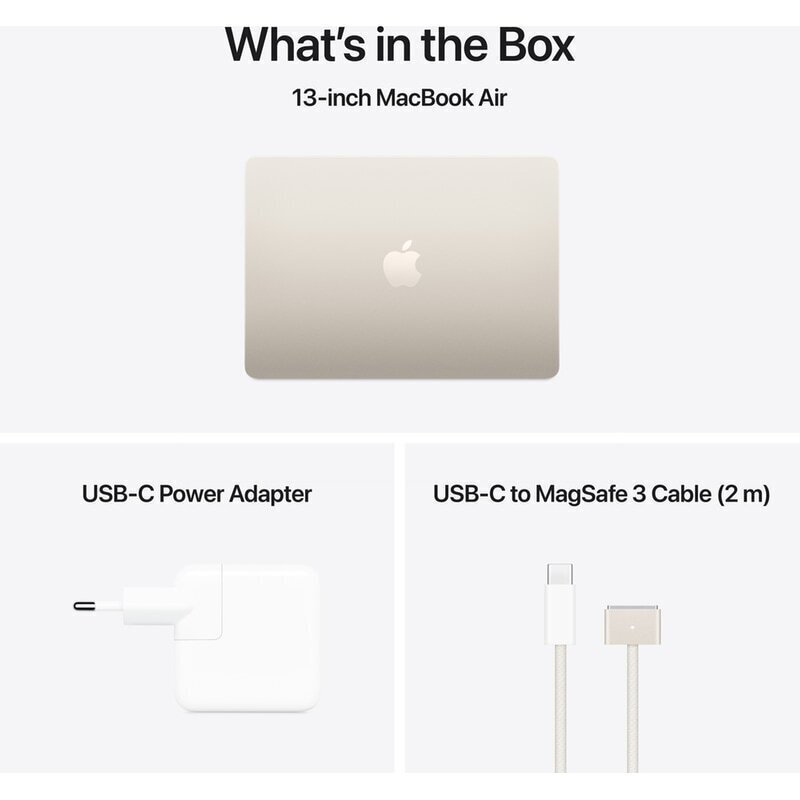 Apple MacBook Air 13.6 IPS Retina Display M4 10-Core 24GB 512GB SSD 10-Core GPU With Charger 35W Dual Port Starlight International English Keyboard vue 3