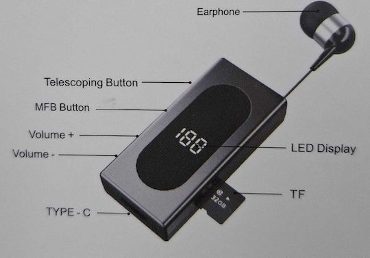 K100 In-ear Bluetooth Handsfree Earphone Lapel Black view 4