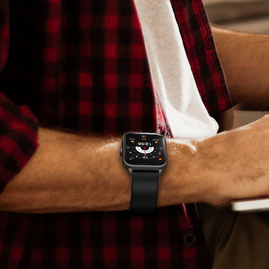QCY GTS S2 44mm Smartwatch with Heart Rate Monitor (Black) vue 9