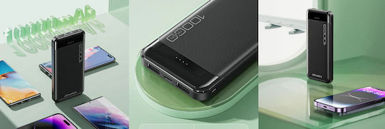 Awei P37K Power Bank 10000mAh with 2 USB-A Ports and USB-C Port Black vue 5