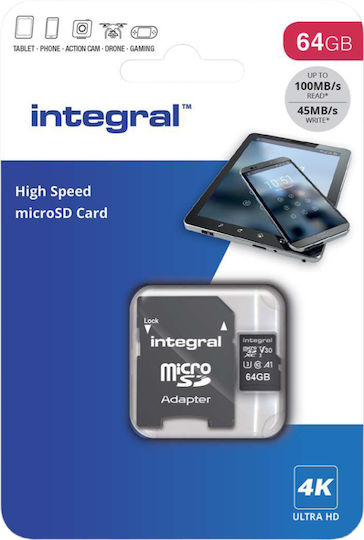 Integral Microsdhc Xc V30 Uhs-i U3 High-speed Memory Card 64gb Black 视图 2