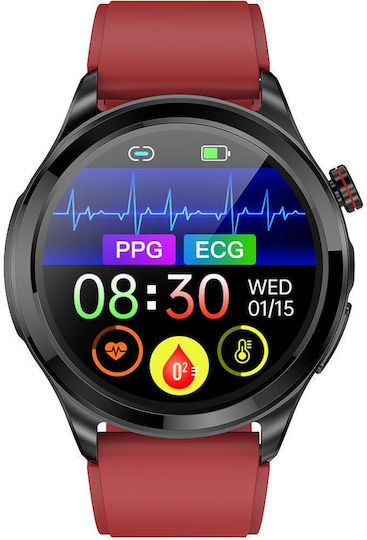 Tk22 1.39 Inch Ip67 Waterproof Silicone Band Smart Watch Supports Ecg Non-invasive Blood Sugar Red view 2