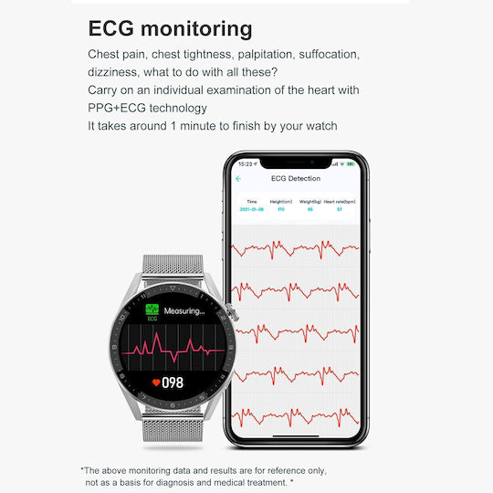 NO.1 DT3 Mini Smartwatch with Heart Rate Monitor (Black Case / Black Silicone Strap) view 7