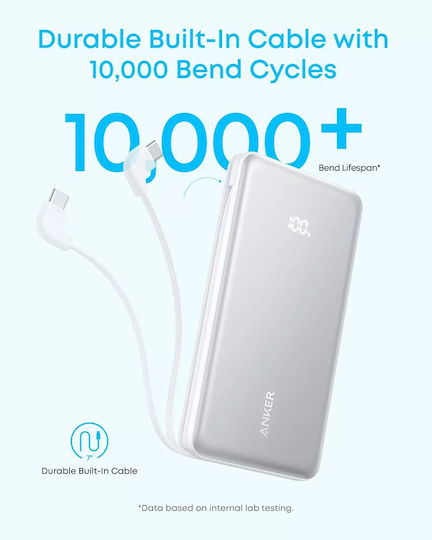 Anker Zolo Power Bank 10000mAh 22.5W with USB-A Port and USB-C Port White view 3