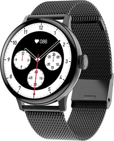 Idealstore Smartwatch Extremepro Collection 1.3 Inch 3d High-definition Full Touch Screen Android Ios Heart Rate Monitoring Sleep Tracking Menstrual Cycle Tracking Calories Burned Ip68 Call Notifications Messages Whatsapp Black Metal Color