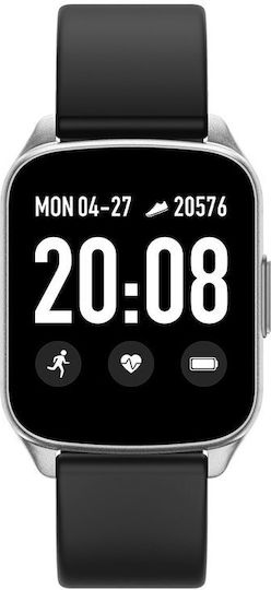 G.Rossi SG004 Smartwatch with Heart Rate Monitor (Silver/Black)