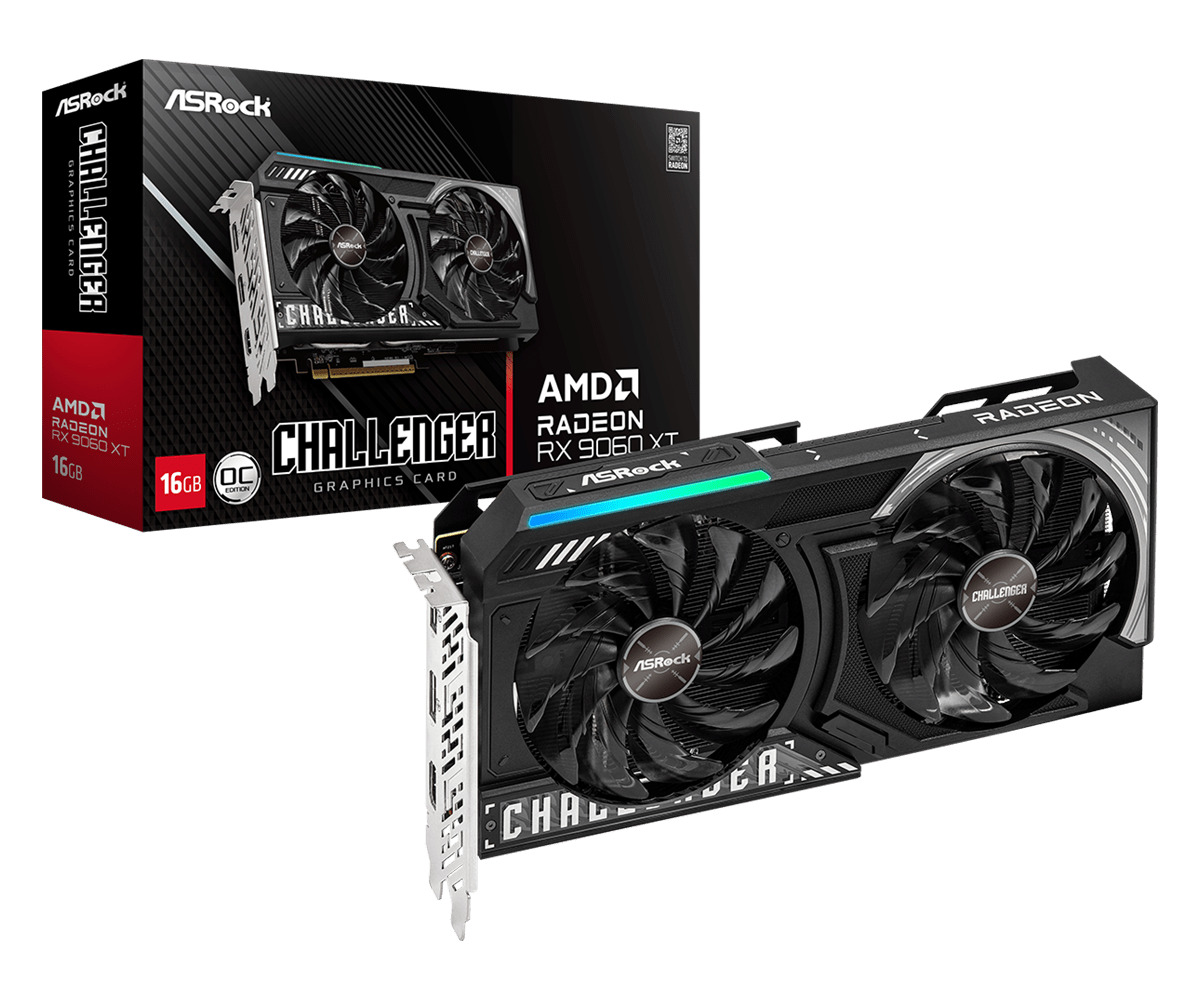 ASRock Radeon RX 9060 XT 16GB GDDR6 Challenger OC Graphics Card 90-GA5QZZ-00UANF