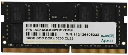 Apacer 16GB DDR4 RAM with 3200 Speed for Laptop (ES.16G21.GSH)