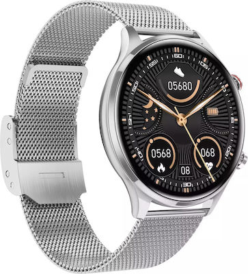 Nubi AK50 Smartwatch with Heart Rate Monitor (Silver Case / Silver Milanese Strap) vue 2