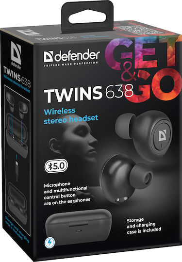 Defender Twins 638 In-ear Bluetooth Handsfree Earphones with Charging Case Black view 7