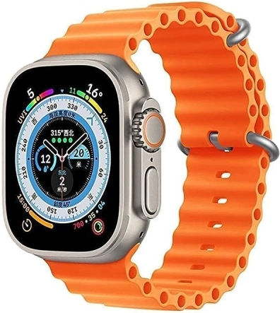 T800 Ultra 1.99 Inch Ocean Silicone Band Smart Watch Support Heart Rate Ecg Orange