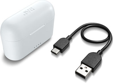 JVC HA-A3T Earbud Bluetooth Handsfree Earphones with Sweat Resistance and Charging Case White vue 3