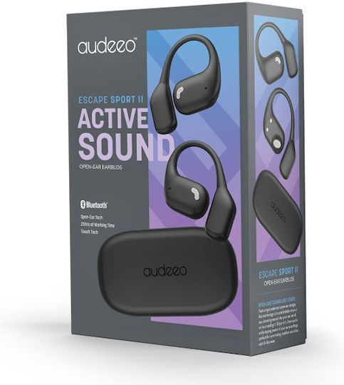 Audeeo Escape Sport II Open Ear Bluetooth Handsfree Earphones with Sweat Resistance and Charging Case Black view 5