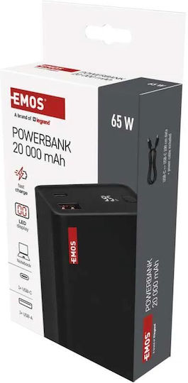 Emos B0560B Power Bank 20000mAh 65W with USB-A Port and USB-C Port Power Delivery Black view 5