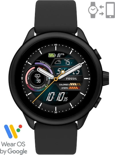 Fossil Gen 6 Wellness Edition Stainless Steel 44mm Smartwatch with Heart Rate Monitor (Black) view 1