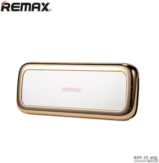 Remax RPP-35 Power Bank 5500mAh with USB-A Port Mirror Gold