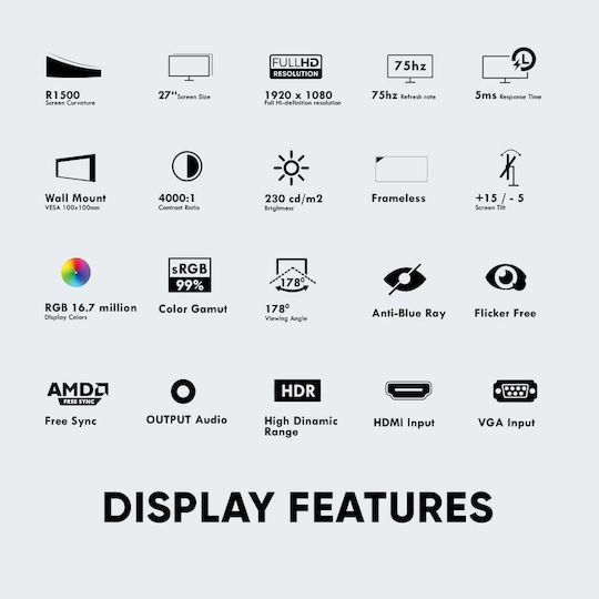 Armaggeddon Pixxel+ Pro PSC27HD AHVA Curved Monitor 27" FHD 1920x1080 with Response Time 5ms GTG view 7