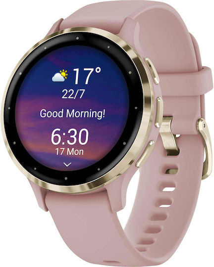 Garmin Venu 3S 41mm Waterproof Smartwatch with Heart Rate Monitor (Soft Gold Stainless Steel Bezel with Dust Rose Case and Silicone Band) view 2