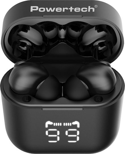 Powertech PT-1227 In-ear Bluetooth Handsfree Earphones with Sweat Resistance and Charging Case Black Ansicht 4