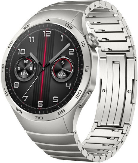 Huawei Watch GT 4 Stainless Steel 46mm Waterproof with Heart Rate Monitor (Grey Stainless Steel Strap) view 2