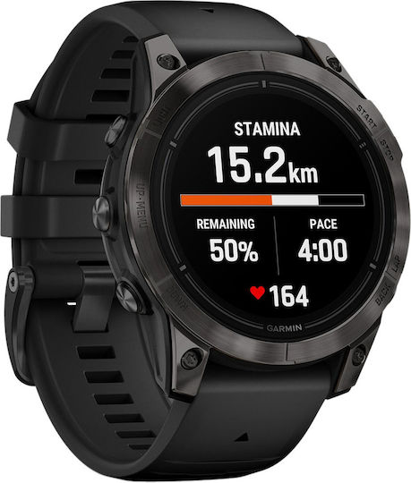 Garmin Epix Pro (Gen 2) Sapphire Edition Titanium 47mm Waterproof Smartwatch with Heart Rate Monitor (Carbon Grey DLC Titanium with Black Band) view 2