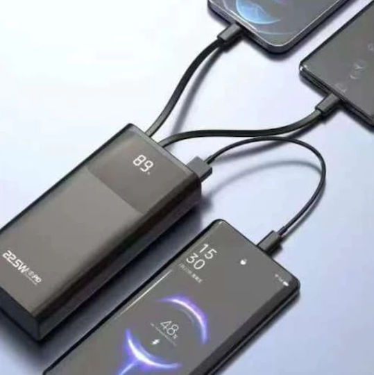Pavareal G09 Power Bank 10000mAh Built-In Cable PD 20W & QC 22.5W LED Display White view 3