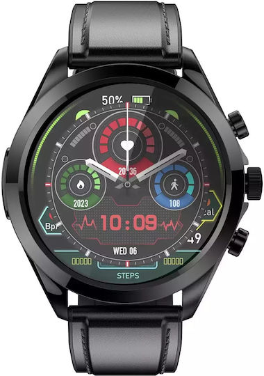 Nubi Et44 Smart Watch Bluetooth Calling Sports Modes Steps Heart Rate Monitoring Sleep Oxygen Level Notifications Black Leather view 4