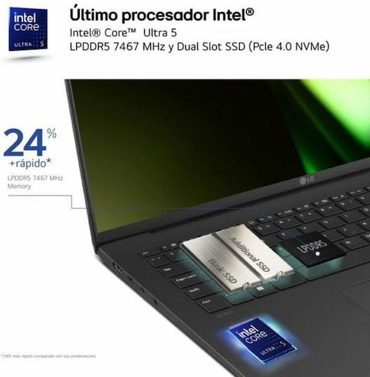 Laptop LG 16Z90S-G.AD76B 16" IPS UHD (Ultra 7-155H/32GB/512GB SSD/W11 Home) (ES Keyboard) vue 4