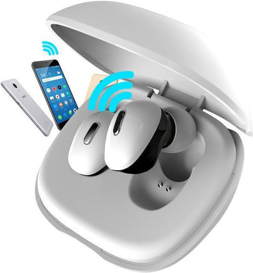 BTS2 Earbud Bluetooth Handsfree Earphones with Charging Case White view 1