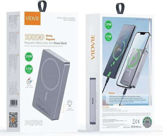 Vidvie Pb790 Power Bank 10000mAh 20W Magnetic Wireless Charging Grey view 2